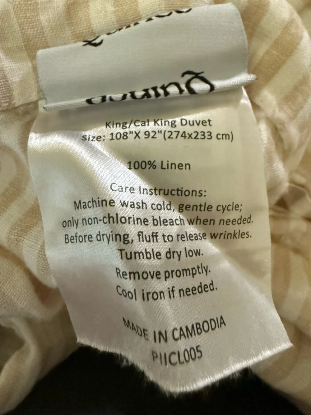 NWOT 100% European Linen Striped Duvet Cover - Beige & Cream - Retail $174